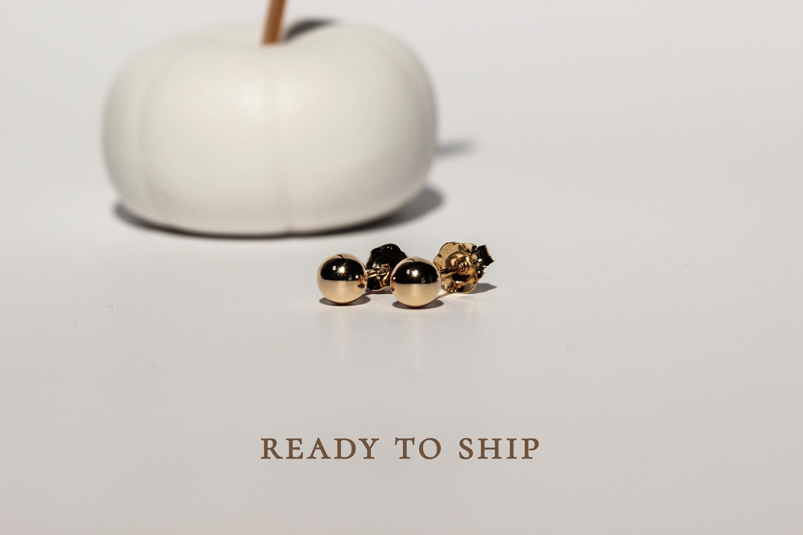 Solid Gold 14K Ball Post Studs Tiny Simple Sphere Earrings Men Women Kids Ear Decor round Bead Earlobe Piercing Minimalist Unisex Jewelry