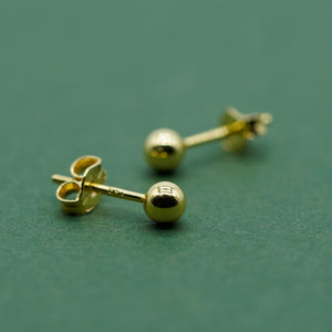 Pair of Gold Plated Sterling Silver Ball Ear Studs Available in Sizes 3,4,5,6Mm Diameters Minimalist Ball Studs for Her