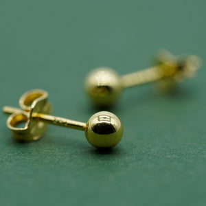Pair of Gold Plated Sterling Silver Ball Ear Studs Available in Sizes 3,4,5,6Mm Diameters Minimalist Ball Studs for Her