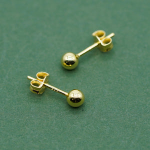 Pair of Gold Plated Sterling Silver Ball Ear Studs Available in Sizes 3,4,5,6Mm Diameters Minimalist Ball Studs for Her