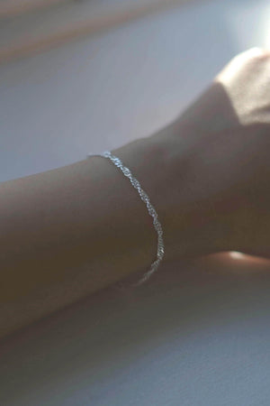 Dainty Sterling Silver Twist Curb Chain Bracelet - Perfect Birthday Gift for Her.