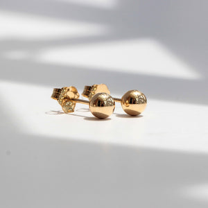 Solid Gold 14K Ball Post Studs Tiny Simple Sphere Earrings Men Women Kids Ear Decor round Bead Earlobe Piercing Minimalist Unisex Jewelry