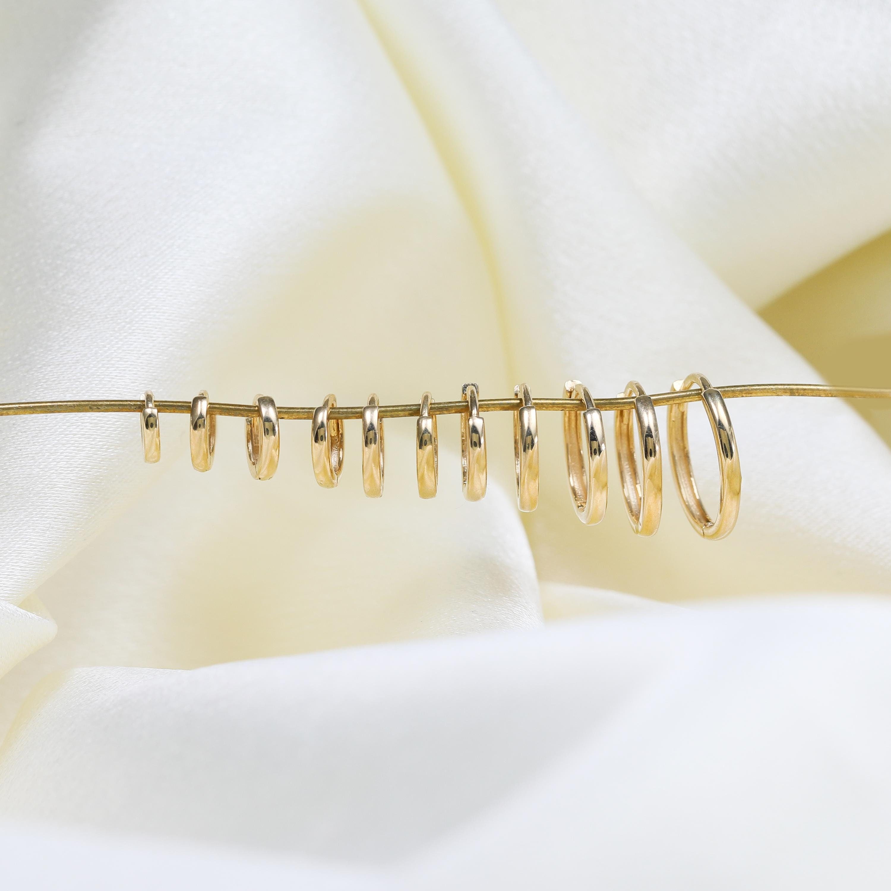 10K Solid Gold 4.0Mm 4.5Mm 5.0Mm 5.5Mm 6.0Mm 6.5Mm 7.0Mm 8.0Mm 9.0Mm 10Mm 11Mm Hinged Hoop, Solid Gold Couch Cartilage Hoop, Gift for Her
