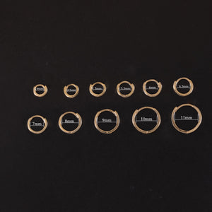 10K Solid Gold 4.0Mm 4.5Mm 5.0Mm 5.5Mm 6.0Mm 6.5Mm 7.0Mm 8.0Mm 9.0Mm 10Mm 11Mm Hinged Hoop, Solid Gold Couch Cartilage Hoop, Gift for Her