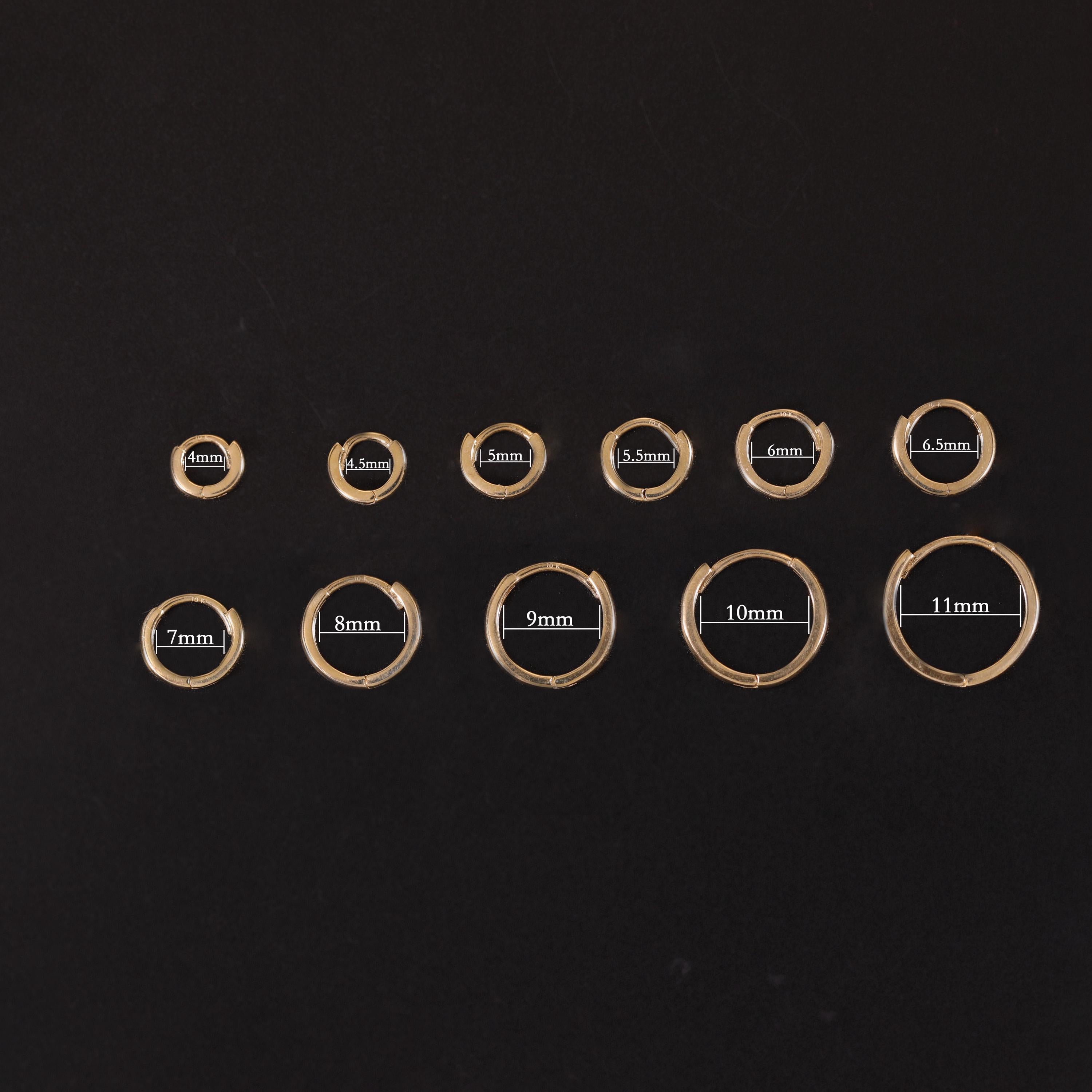 10K Solid Gold 4.0Mm 4.5Mm 5.0Mm 5.5Mm 6.0Mm 6.5Mm 7.0Mm 8.0Mm 9.0Mm 10Mm 11Mm Hinged Hoop, Solid Gold Couch Cartilage Hoop, Gift for Her