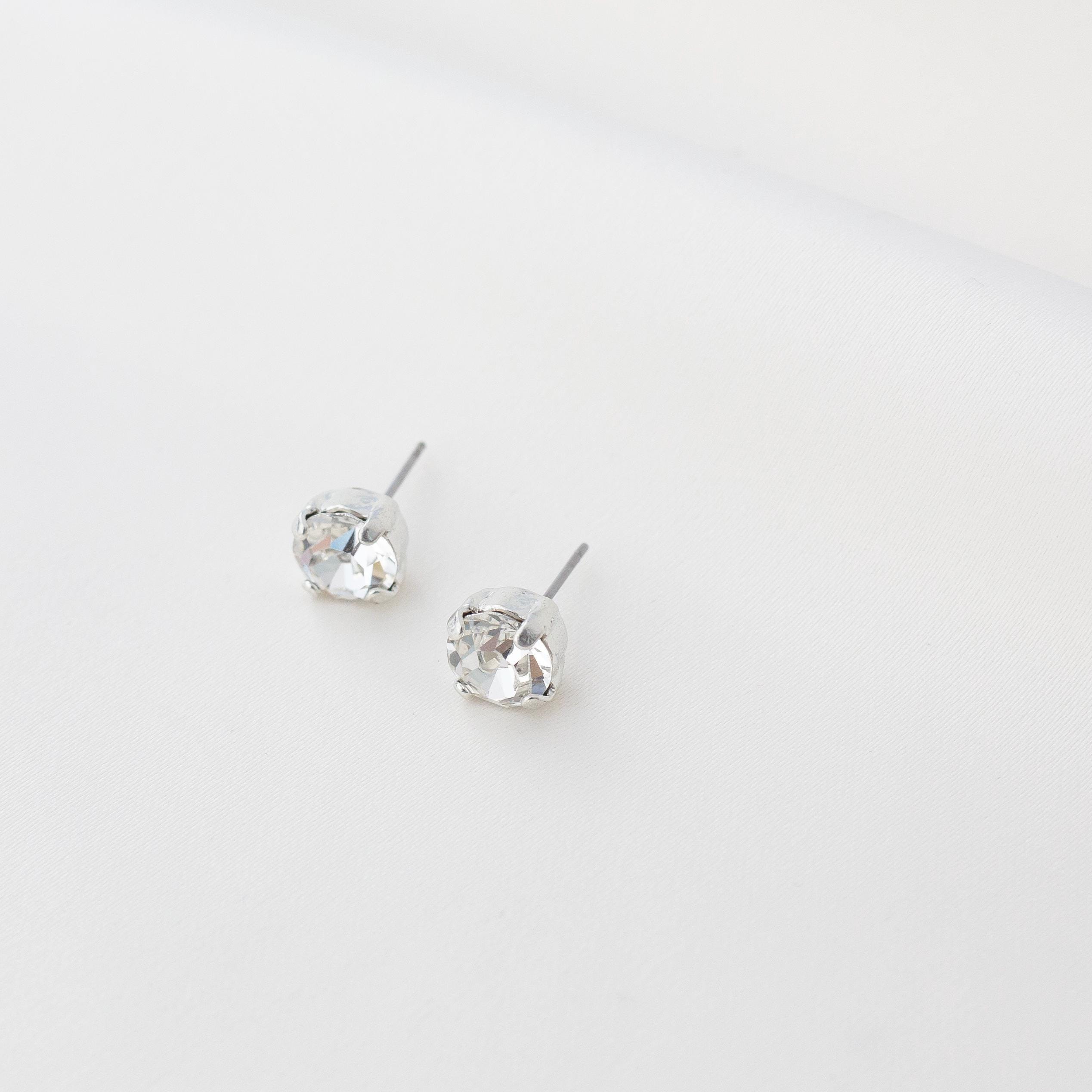 Silver Swarovski Crystal Stud Earrings - 8Mm Elegant Sparkle