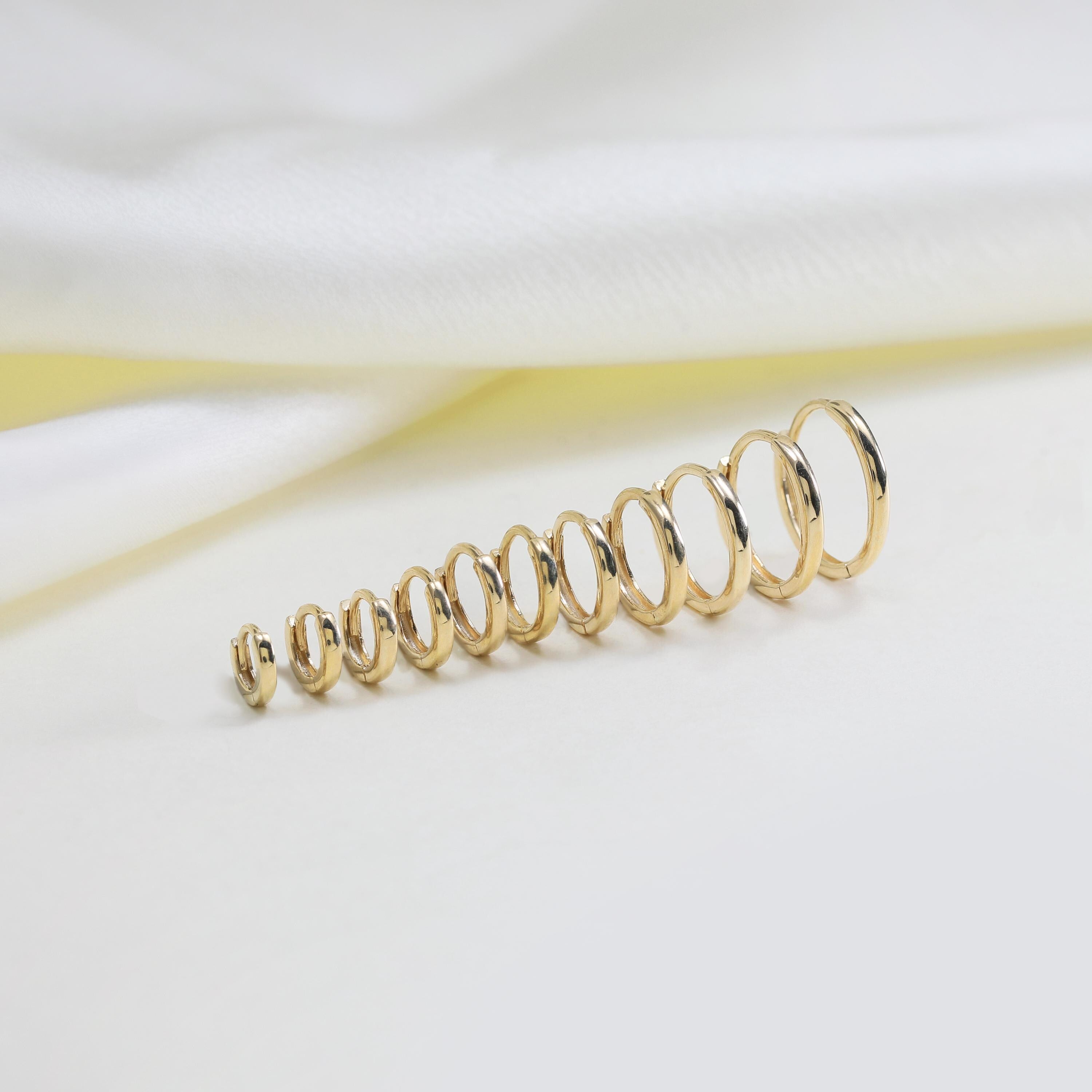 10K Solid Gold 4.0Mm 4.5Mm 5.0Mm 5.5Mm 6.0Mm 6.5Mm 7.0Mm 8.0Mm 9.0Mm 10Mm 11Mm Hinged Hoop, Solid Gold Couch Cartilage Hoop, Gift for Her