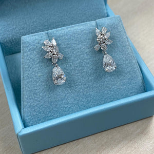 2.30 Ct Lab Grown Diamond Pear Drop Earrings, 14K White Gold Bridal Dangle
