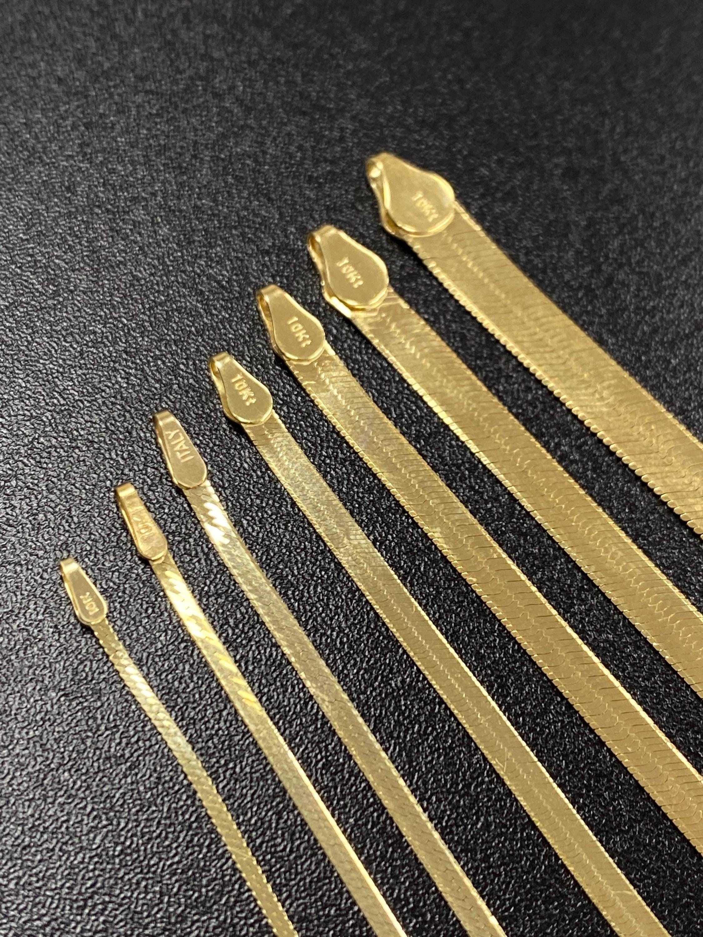 Stunning 10K Solid Gold Herringbone & Liquid Link Bracelet for Women - Elegance Redefined!.