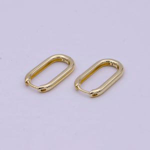 14K Gold Filled U-Shaped Hoops Huggie Earrings with Lever Back Enclosure T270