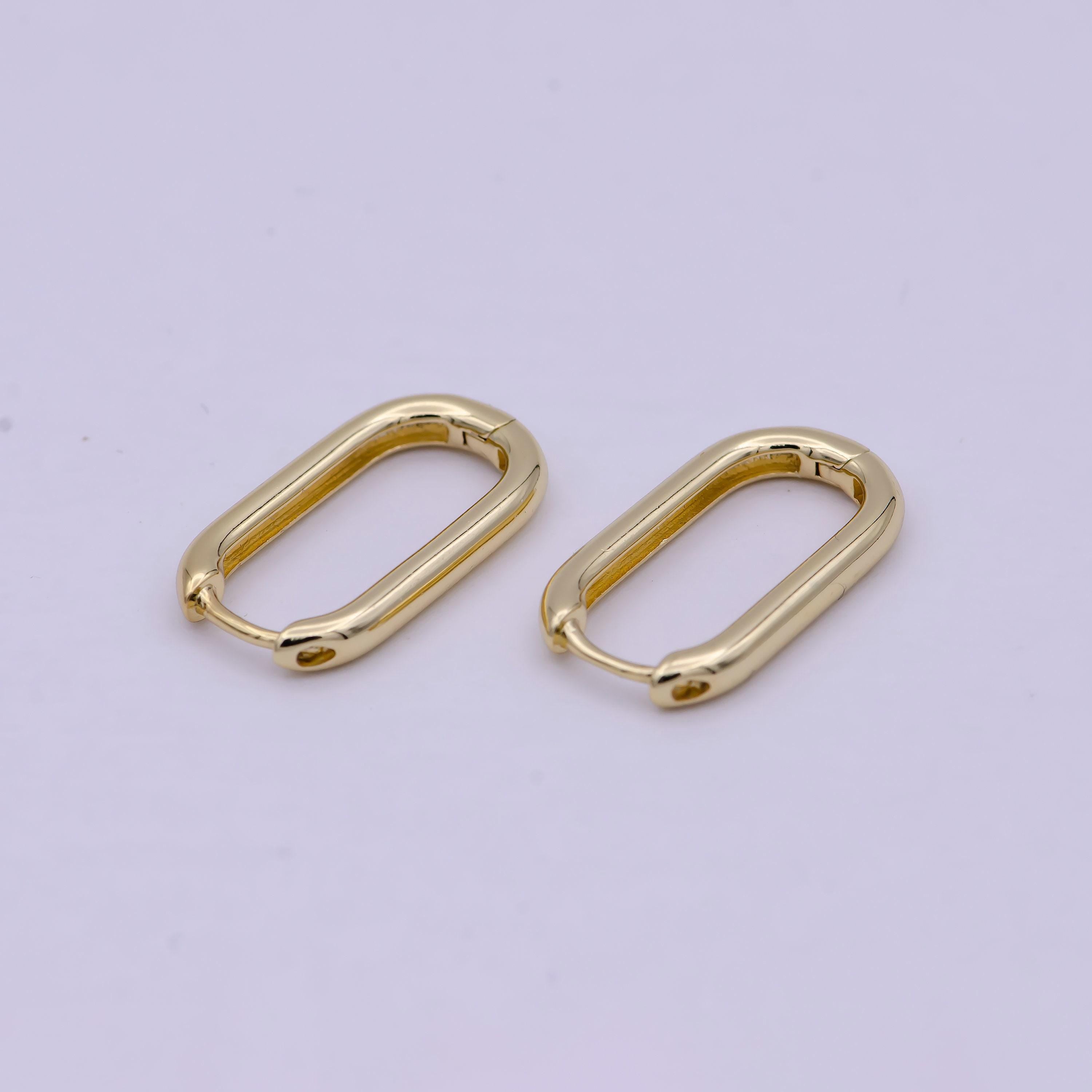 14K Gold Filled U-Shaped Hoops Huggie Earrings with Lever Back Enclosure T270