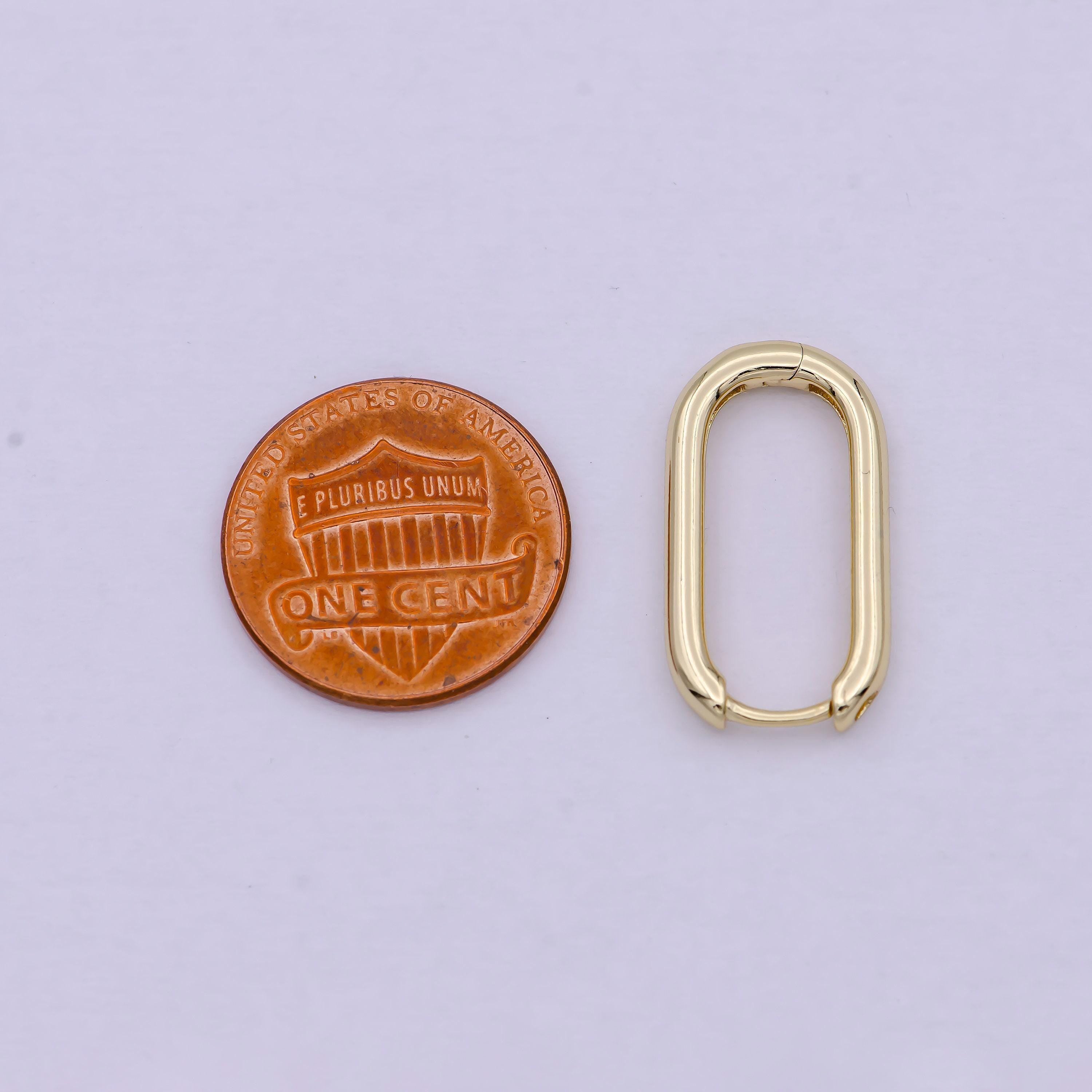 14K Gold Filled U-Shaped Hoops Huggie Earrings with Lever Back Enclosure T270