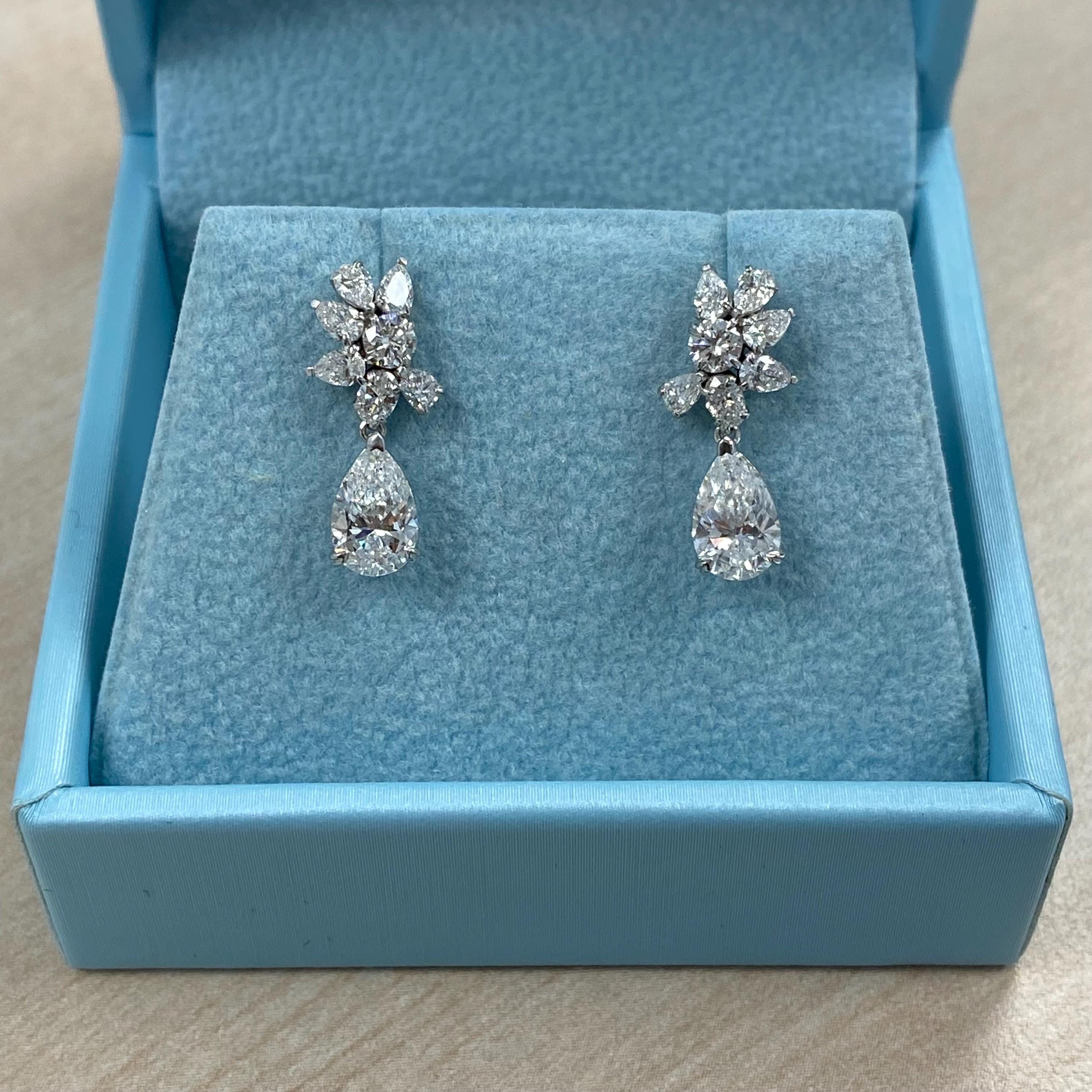 2.30 Ct Lab Grown Diamond Pear Drop Earrings, 14K White Gold Bridal Dangle