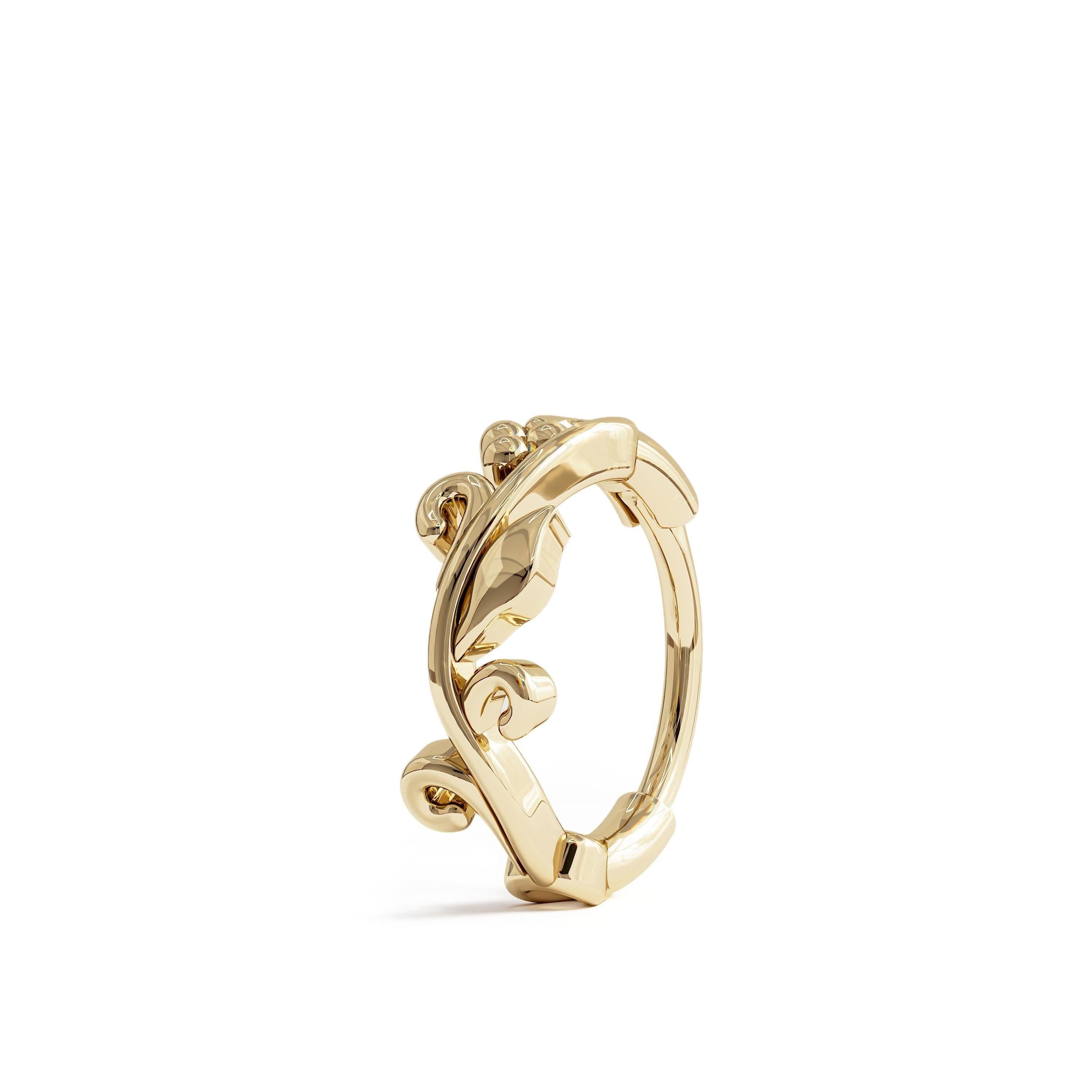 14K Gold Leaf Helix Hoop Earring – Elegant Nature-Inspired Cartilage Ring for Everyday Luxury and Special Occasions.