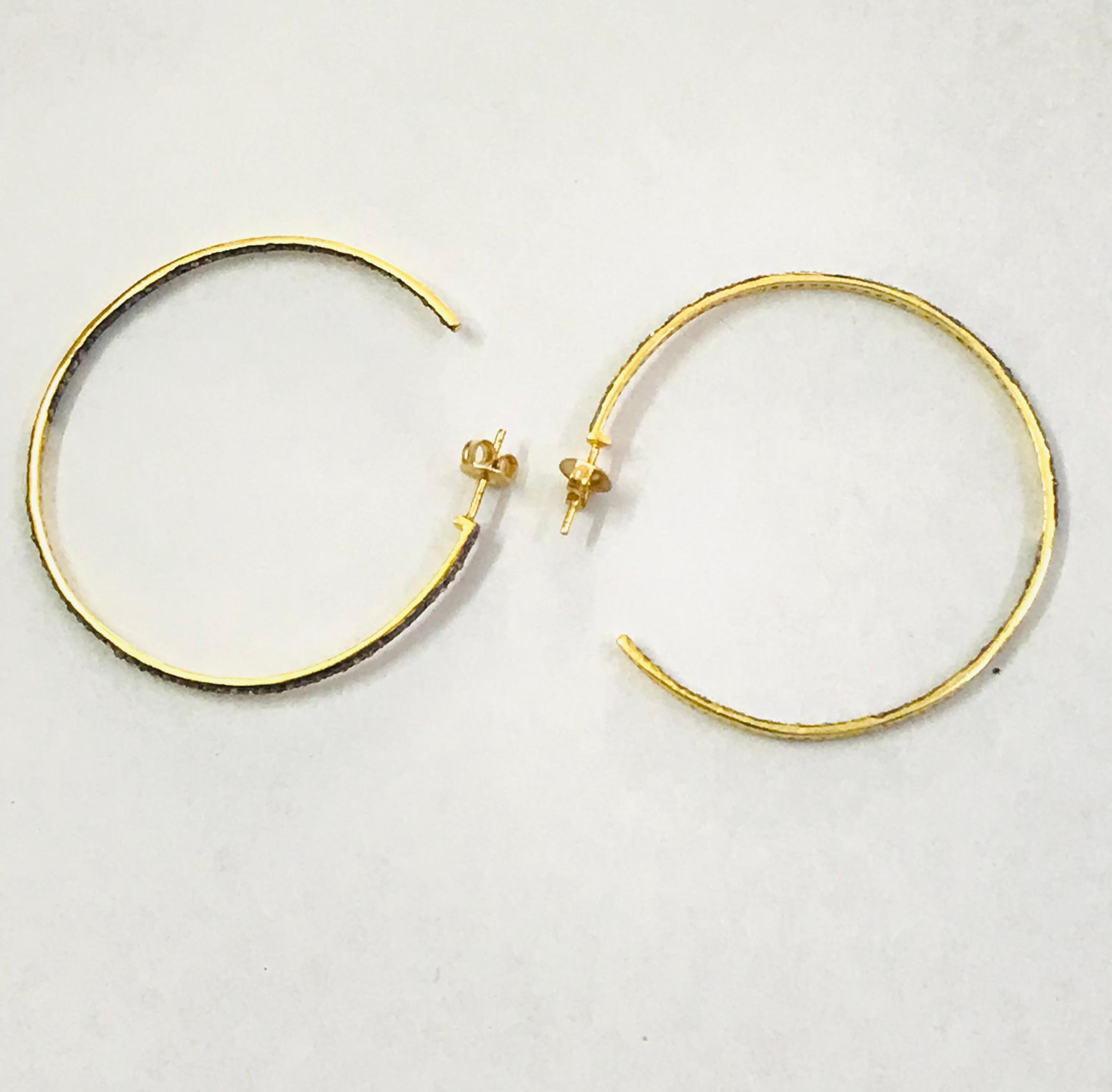 Elegant Pave Diamond Hoop Earrings: Handmade Sterling Silver Statement Jewelry for Special Occasions
