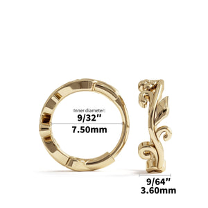 14K Gold Leaf Helix Hoop Earring – Elegant Nature-Inspired Cartilage Ring for Everyday Luxury and Special Occasions.