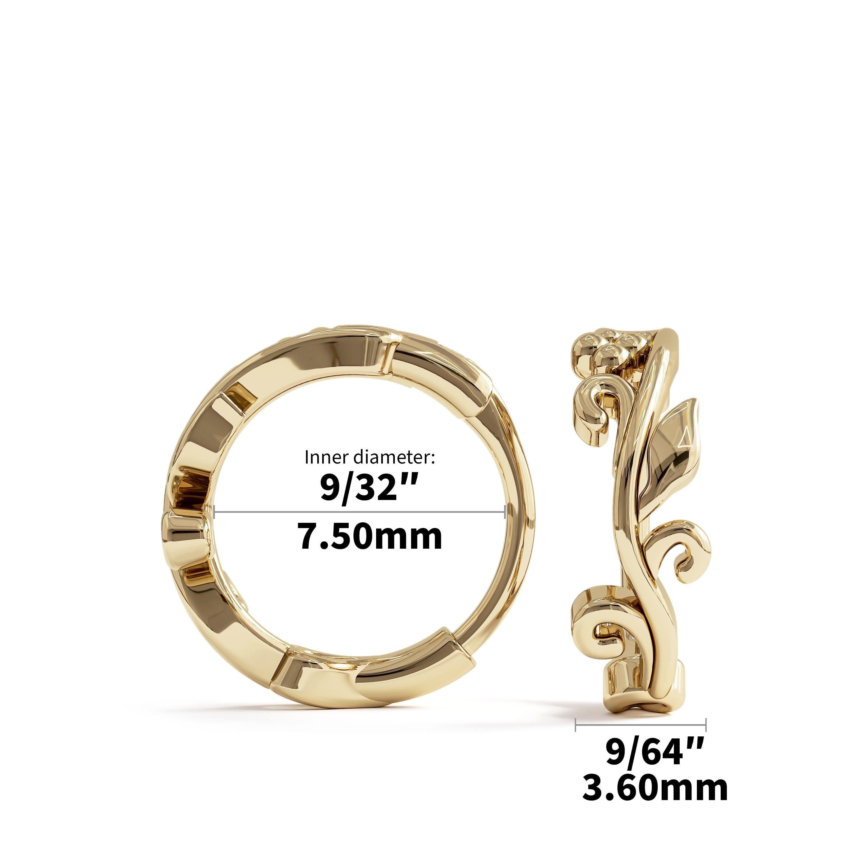 14K Gold Leaf Helix Hoop Earring – Elegant Nature-Inspired Cartilage Ring for Everyday Luxury and Special Occasions.