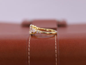 Genuine Lab Grown Diamond Ring, 14K Solid Gold Wedding Ring, Oval Diamond Engagement Ring, Seven Diamond Ring, Anniversary Gift for Women