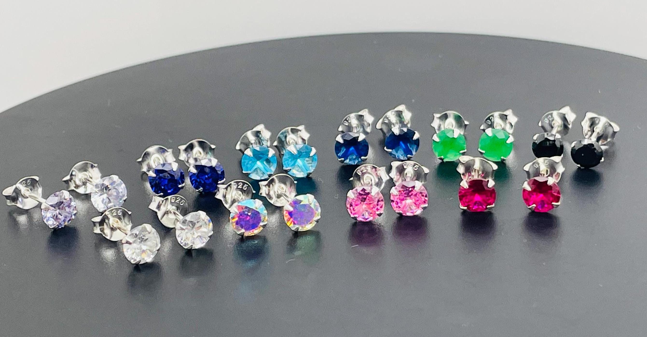 925 Sterling Silver round Earrings Studs Tiny Small One Pair