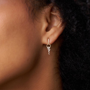 14K Solid Gold Diamond Drop Earrings, Dainty Dangle Drop Earrings, round Natural Diamond Earrings, Elegant Fine Jewelry, Dainty Earrings