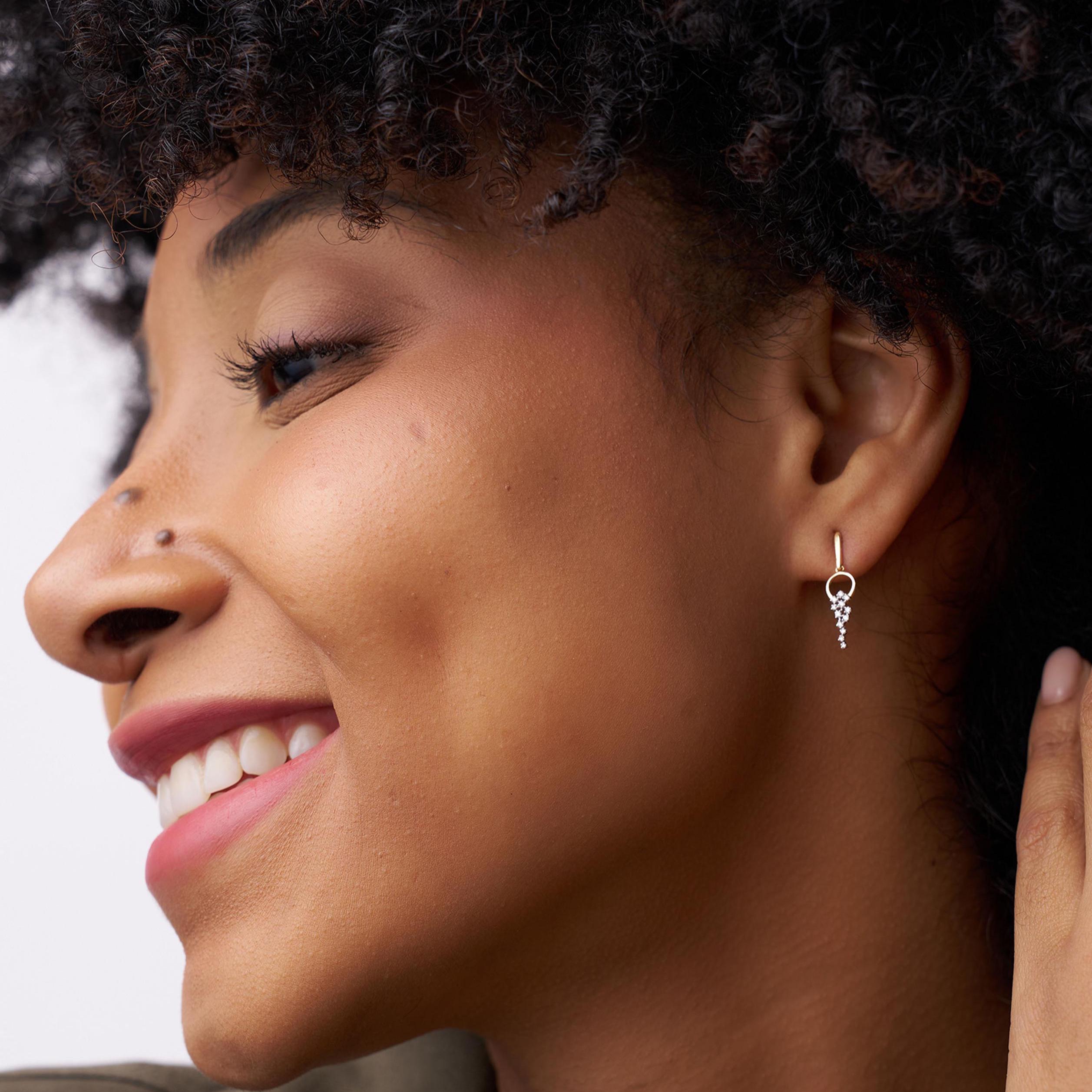 14K Solid Gold Diamond Drop Earrings, Dainty Dangle Drop Earrings, round Natural Diamond Earrings, Elegant Fine Jewelry, Dainty Earrings