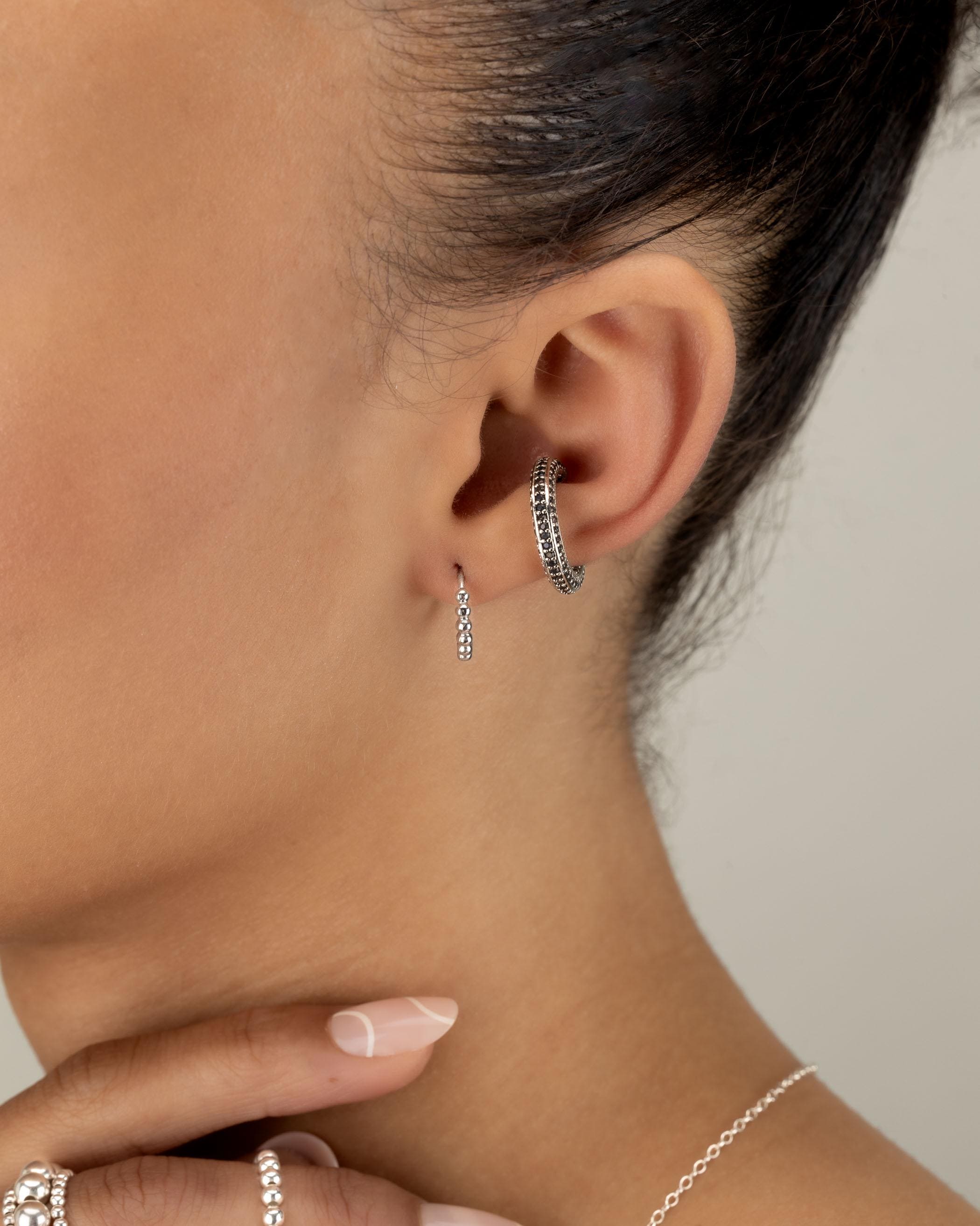 Turquoise Ear Cuff • Silver or Gold • Multi Stone CZ Pave Conch Hoop Wrap • No Piercing Needed
