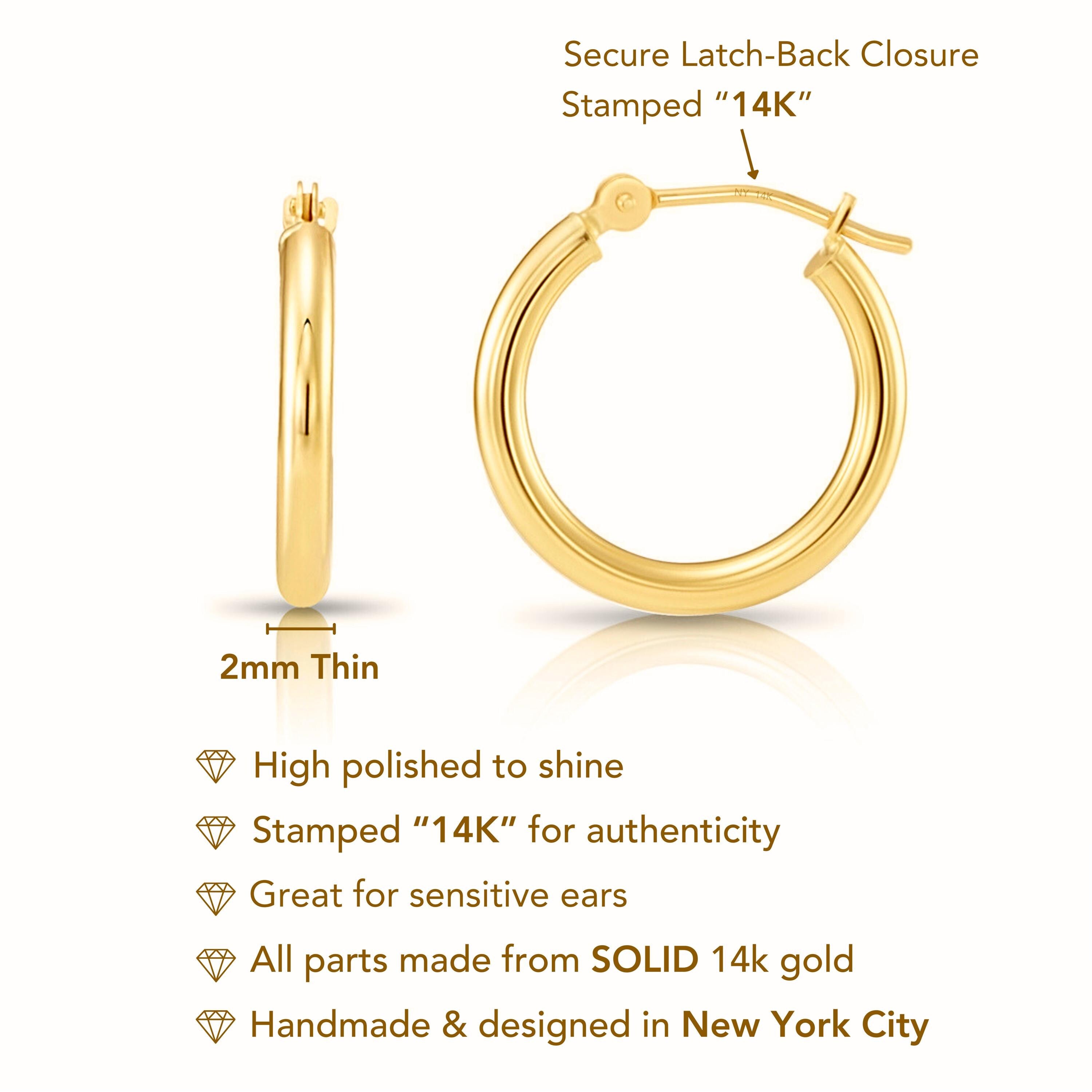 14K Yellow Gold Classic 1 Inch Polished Hoops, 25Mm, Everyday Medium Size Hoops, Handmade Jewelry Gift, by TILO Jewelry