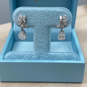 2.30 Ct Lab Grown Diamond Pear Drop Earrings, 14K White Gold Bridal Dangle