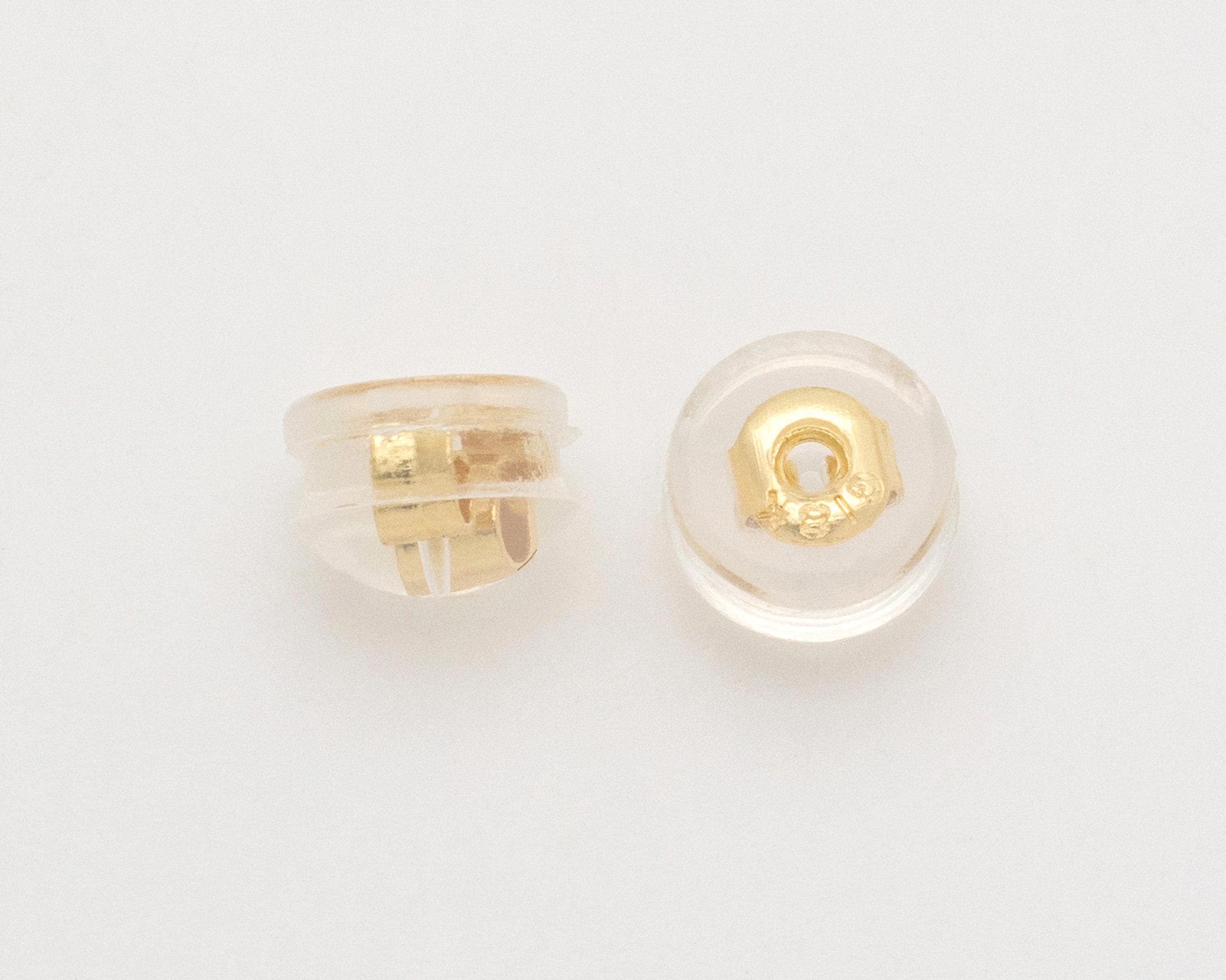 10PCS - Earring Backs Rubber, Gold Earring Backs for Studs, Basic Jewelry Supplies, Earring Stoppers, 14K Polished Gold- Plated [CB0176]