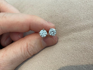 2.0 Carat Lab Created Diamond Stud Earrings: Sterling Silver Platinum Overlay