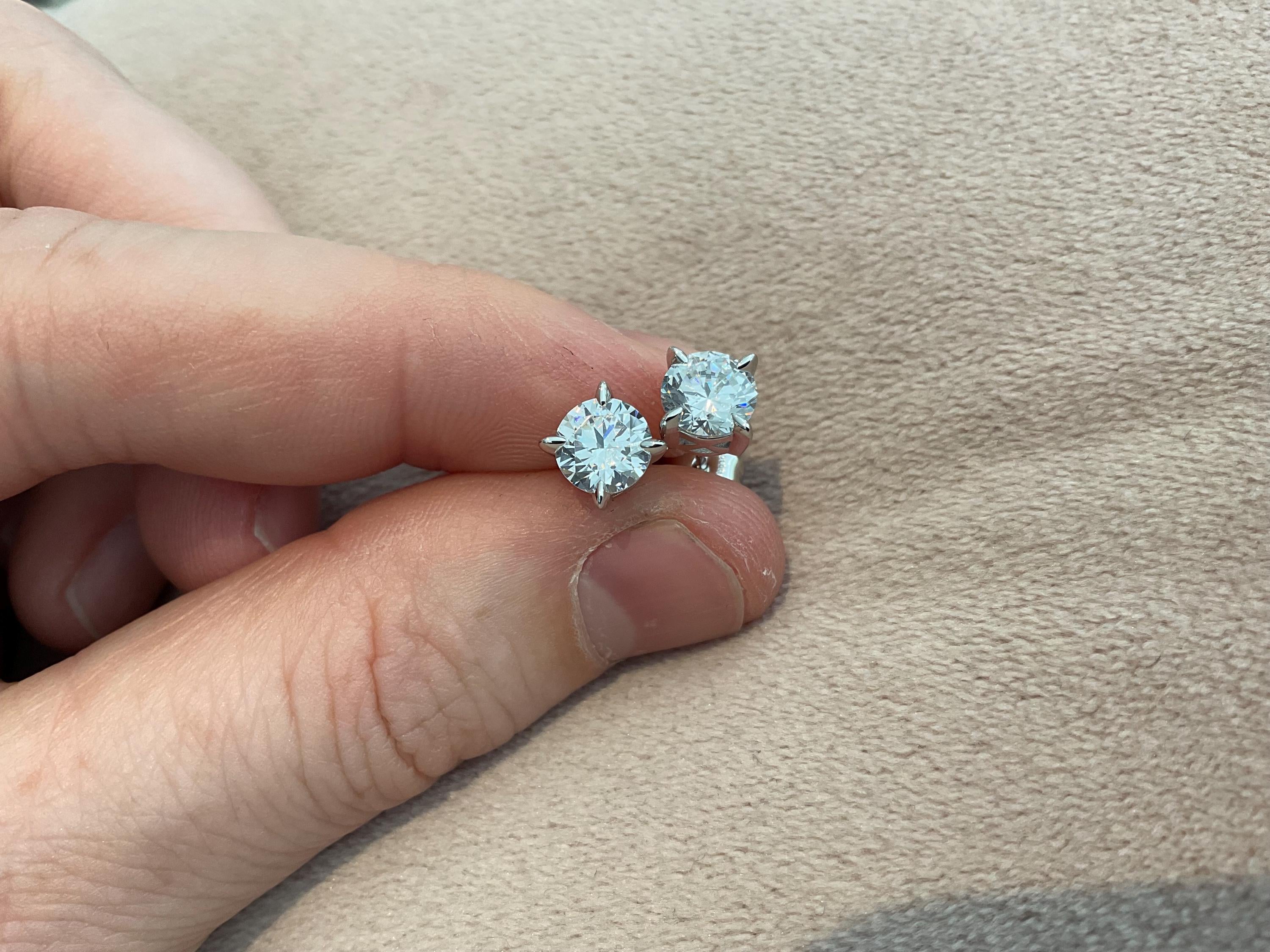 2.0 Carat Lab Created Diamond Stud Earrings: Sterling Silver Platinum Overlay