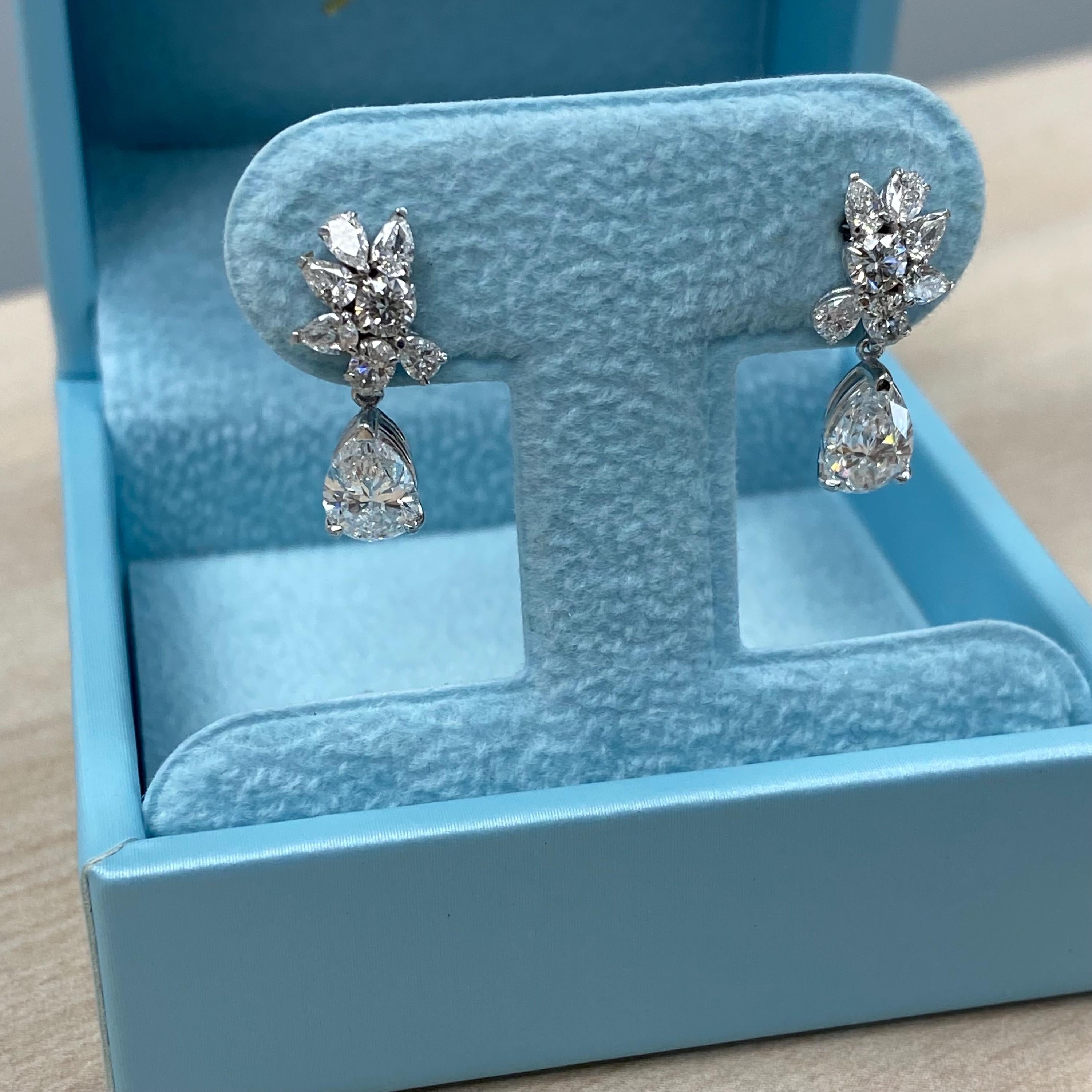 2.30 Ct Lab Grown Diamond Pear Drop Earrings, 14K White Gold Bridal Dangle
