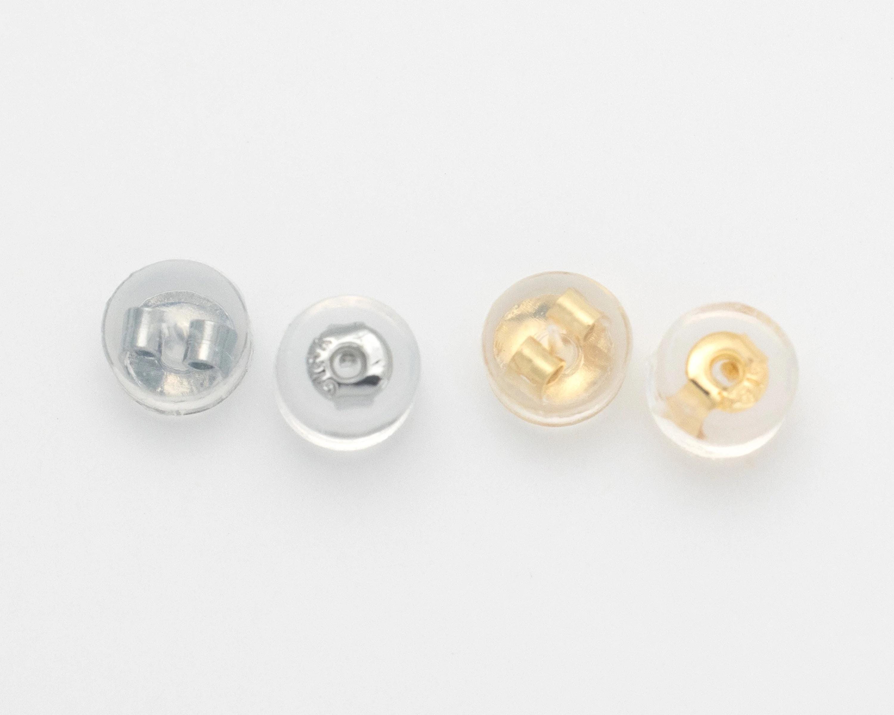 10PCS - Earring Backs Rubber, Gold Earring Backs for Studs, Basic Jewelry Supplies, Earring Stoppers, 14K Polished Gold- Plated [CB0176]