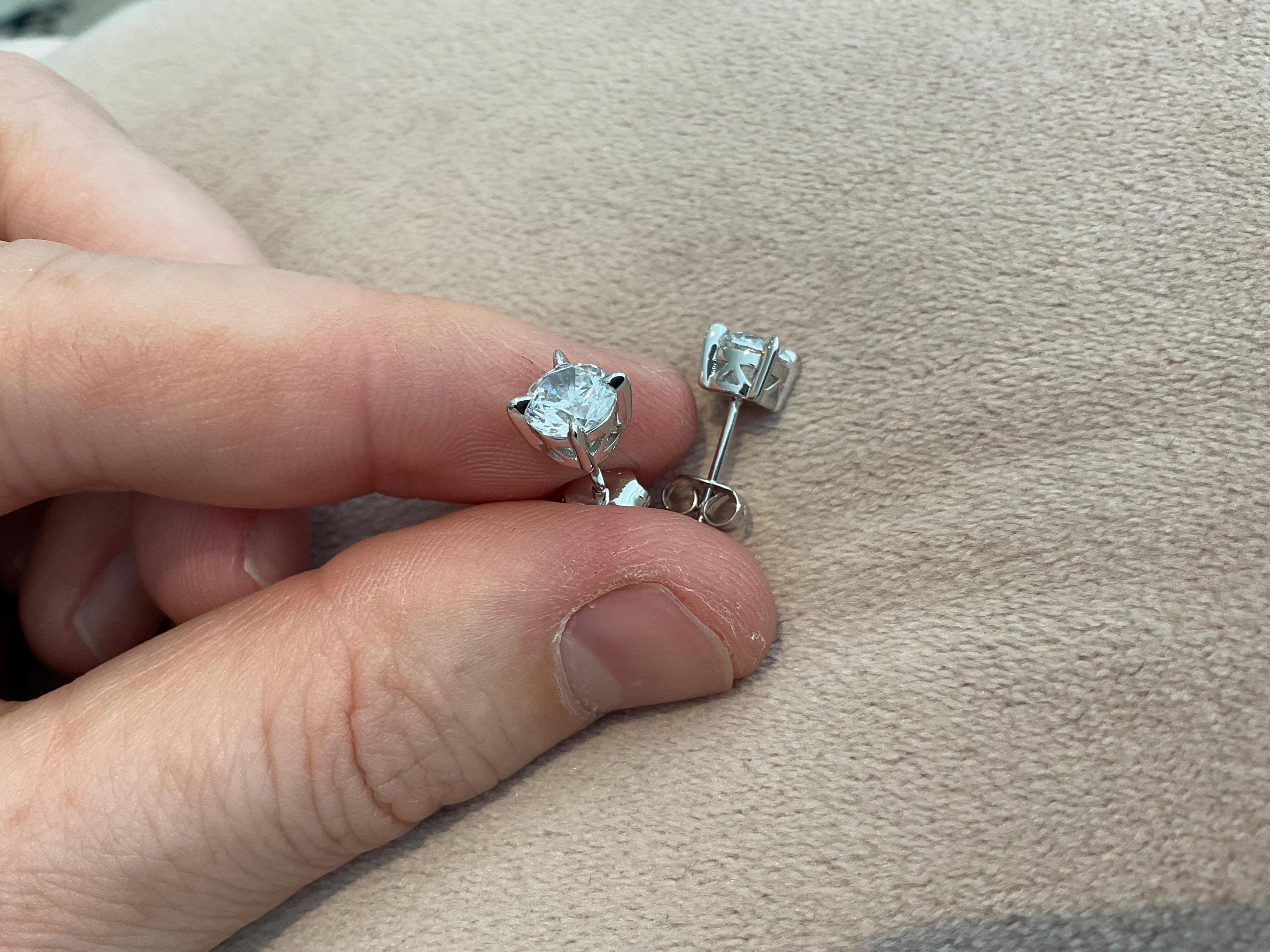 2.0 Carat Lab Created Diamond Stud Earrings: Sterling Silver Platinum Overlay