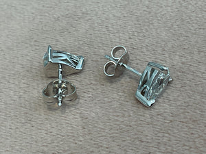 2.0 Carat Pear Cut Lab Created Diamond Earrings: Sterling Silver Platinum Overlay