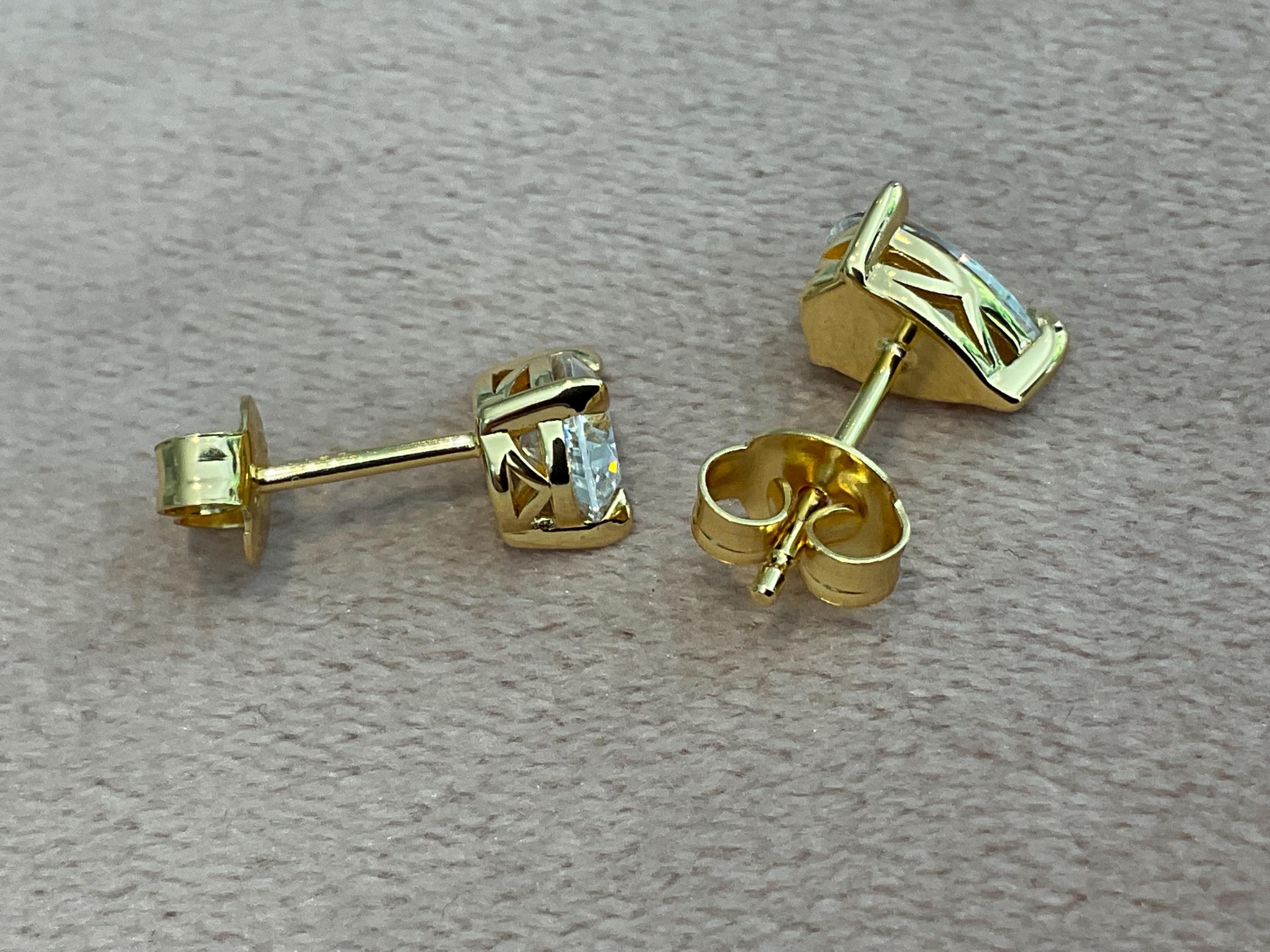 2.0 Carat Pear Cut Lab Diamond Earrings: Gold Plated Sterling Silver