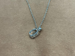 2.65 Carat Lab Created Diamond Oval Pendant: Platinum Plated Silver Necklace