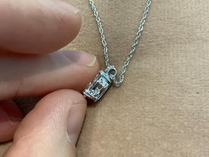 2.65 Carat Lab Created Diamond Oval Pendant: Platinum Plated Silver Necklace
