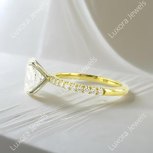 2 Ct Oval Cut Solitaire Diamond Ring, Classic Style Oval Moissanite Ring, 14K Yellow Wedding Bridal Ring, Gorgeous Pave Set Anniversary Gift