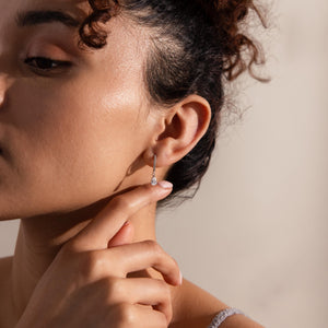 Diamond Drop Earrings by Caitlyn Minimalist • Pave Huggie Hoop Dangle Earrings • Wedding Earrings • Bridal Jewelry • Gift for Mom • ER117