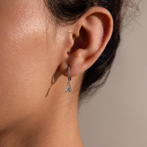 Diamond Drop Earrings by Caitlyn Minimalist • Pave Huggie Hoop Dangle Earrings • Wedding Earrings • Bridal Jewelry • Gift for Mom • ER117