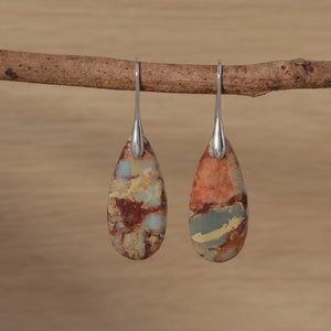 Jasper Teardrop Earrings: Natural Stone Healing Jewelry