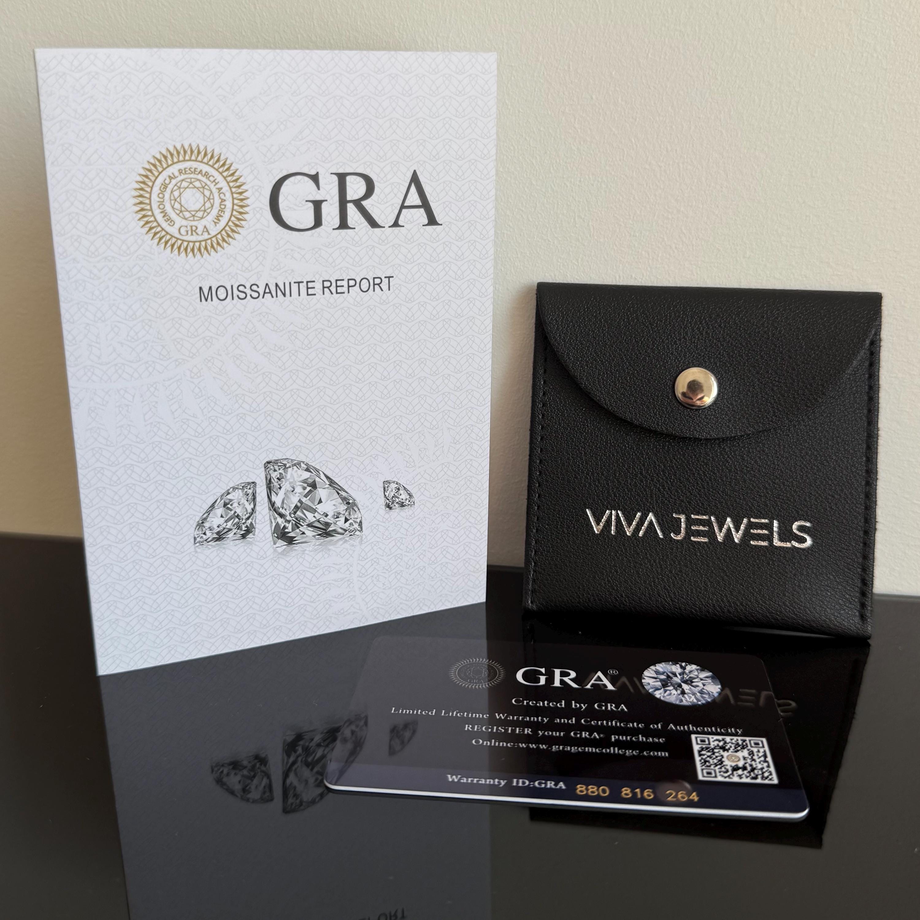 VVS1 2CT Moissanite Solitare Stud Earrings White Gold Plated, 8Mm