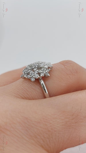 Vintage round Diamond Engagement Ring Unique Promise Ring White Gold Engagement Women Wedding Anniversary Gift.