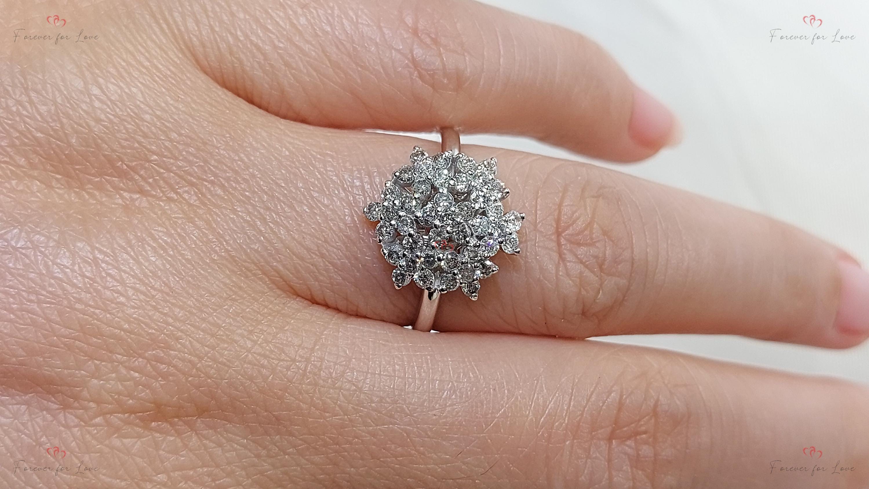Vintage round Diamond Engagement Ring Unique Promise Ring White Gold Engagement Women Wedding Anniversary Gift.