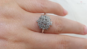 Vintage round Diamond Engagement Ring Unique Promise Ring White Gold Engagement Women Wedding Anniversary Gift.