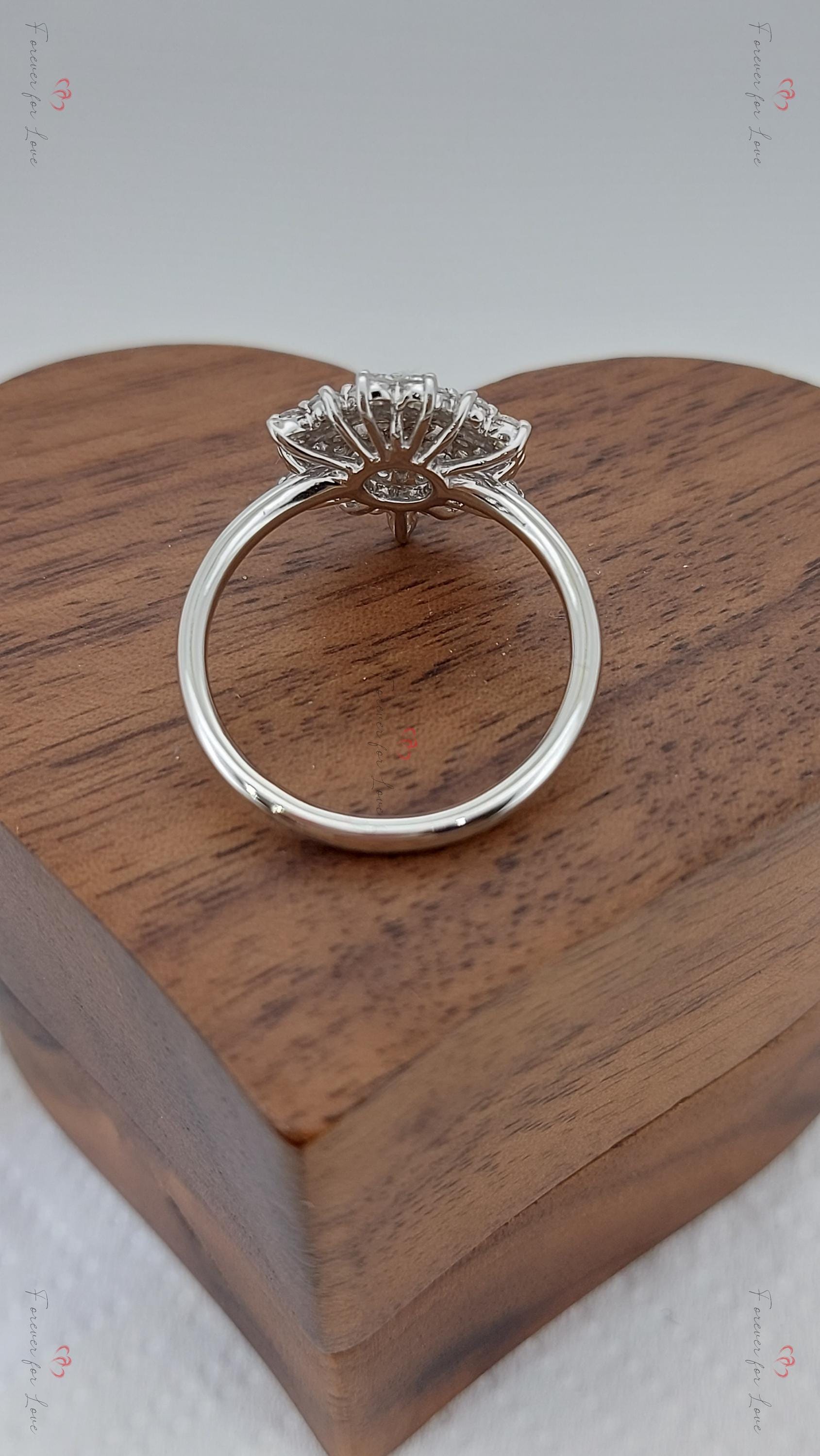 Vintage round Diamond Engagement Ring Unique Promise Ring White Gold Engagement Women Wedding Anniversary Gift.