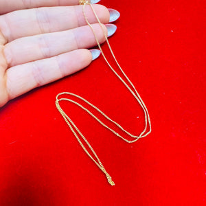 Solid 10K Yellow Gold 1Mm Curb Link Chain Necklace 18”