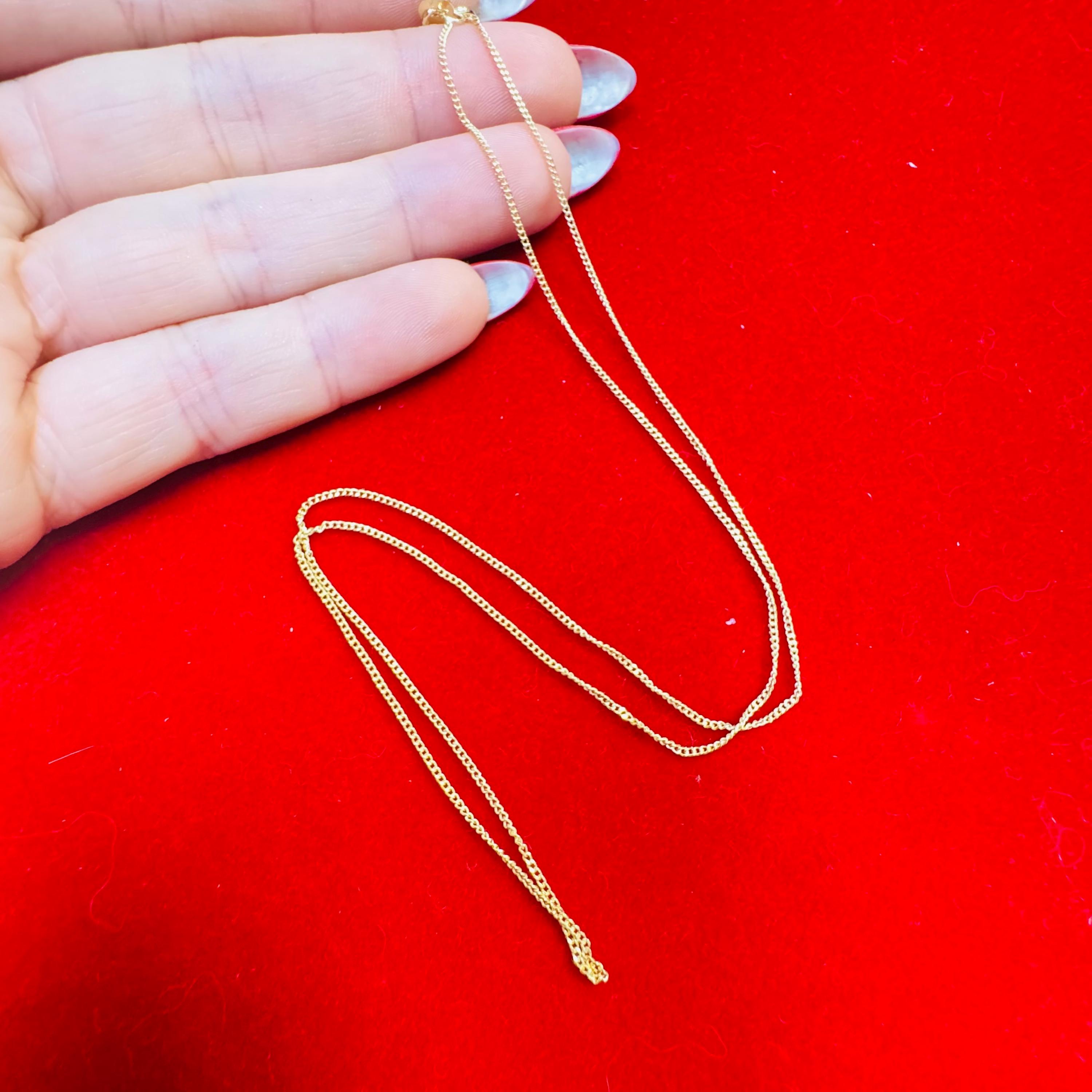 Solid 10K Yellow Gold 1Mm Curb Link Chain Necklace 18”
