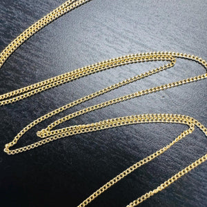 Solid 10K Yellow Gold 1Mm Curb Link Chain Necklace 18”